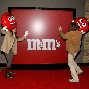 Promotional image for M&M's featuring animated characters. Facebook post, large ad centered