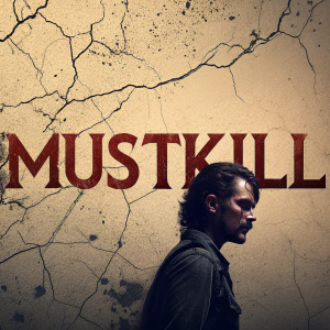 Promotional poster for the film 'Mustkill'. Text in vintage horror font, set against a distressed, cracked texture background.