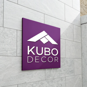 Kubo Decor's brand logo is a sleek, modern design. It showcases a vibrant purple geometric shape paired with the bold 'Kubo Decor' text in a minimalist, contemporary style.