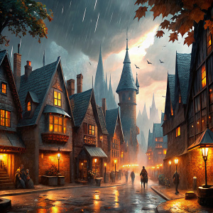 Hogsmeade autumn rainy