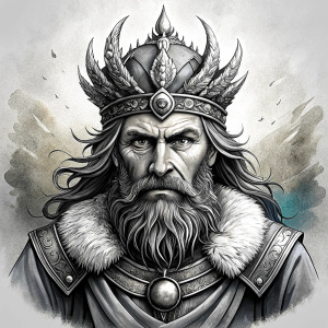 Nordic Surt - Ruler of Muspellsheim - perfect realistic art, high-definition grey and black, white background tattoo design