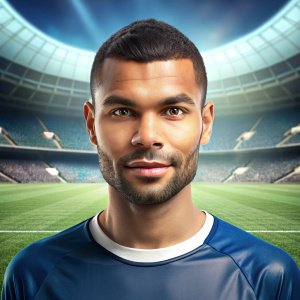 Photo Soccer player avatar with football field on background