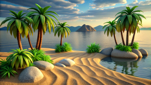 background seashore palm trees sand