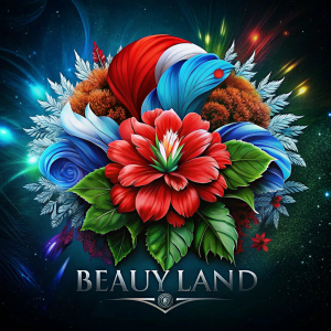 Create a modern and elegant logo for a Belarusian cosmetics and perfumery store called "BeautyLand Belarus". The logo should incorporate elements that represent Belarus, such as the national colors of red and green or elements from the Belarusian flag. It should also convey a sense of natural beauty, luxury, and quality associated with cosmetic products. Consider using floral motifs, graceful typography, or symbolic imagery like the national flower of Belarus (the cornflower). The logo should be versatile and work well across various marketing materials, product packaging, and online platforms. Aim for a timeless and sophisticated design that appeals to a discerning clientele seeking premium Belarusian beauty products.