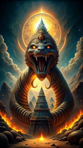 Apep:

Mythology: Apep is a serpent from Egyptian mythology, representing chaos and destruction. Portrayed as a massive snake, Apep engages in nightly battles with the sun god Ra.
Mystery and Terror: Apep's purpose is to annihilate the sun god, and the nightly struggle in the sky forms a central mystery in Egyptian mythology, evoking both awe and fear.