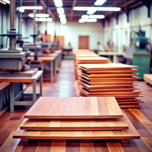 cutting boards in the workshop on a machine