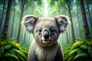 koala bear in eucalyptus forest