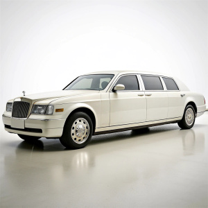 Rolls Roice white limousine on a white background