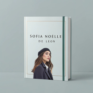 Sofia Noelle De Leon's modern portfolio cover. Muted gray background, digital format, minimalist design. Professional font, straightforward layout.