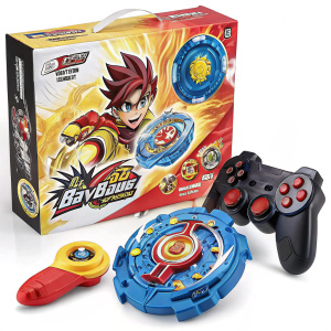 Toy kit for Beyblade Burst Evolution. Includes Beyblade and controller-like accessory. Vibrant packaging.