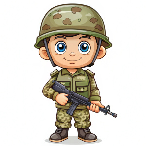 Army soldier character cartoon style vector illustration army and military theme on white background

