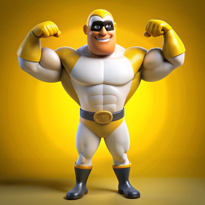 a giga chad super hero with strong and ultra muscular body