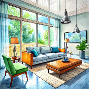 Modern style living room sketch