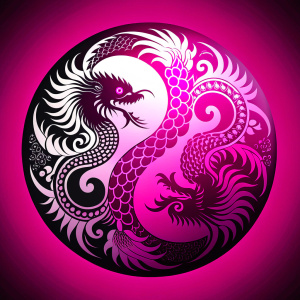 dragon rotate to one side vs Phoenix rotate to other side, like Yin Yang, fire vs water