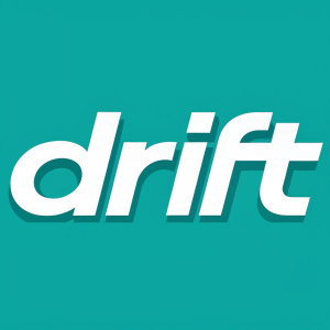The logo for 'DRIFT', featuring a modern sans-serif font in white, set against a vibrant teal background.