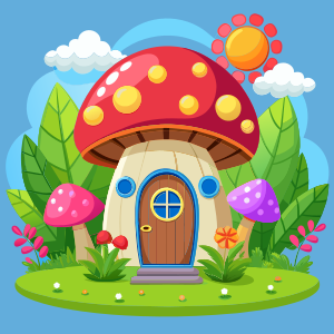 sweet fairy mushroom house