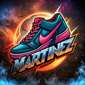 Quiero un logo con la silueta de una Nike dunk low SB y el nombre Martinez  
