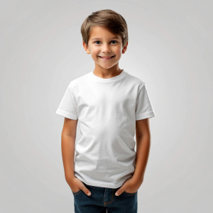 mockup de niño con camiseta blanca 