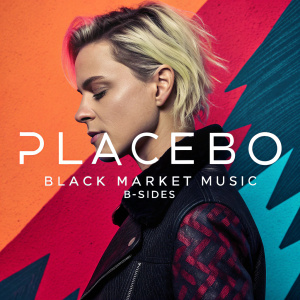 Placebo's 'Black Market Music: B-Sides' album cover. Vibrant abstract art. Bold colors and textures. Digital artwork