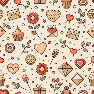 valentine day minimalist doodles for seamless pattern tile, light background