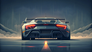 One supercar lamborghini, Racing, Rearview, dark style