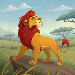 Fan art of Kion from The Lion Guard, illustrated by Marie Delannoy. Vibrant red shading
