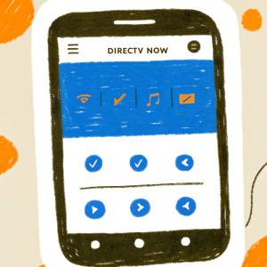 Mobile app interface showcasing DirecTV Now subscription options. Bright, user-friendly design with clear pricing and package details.