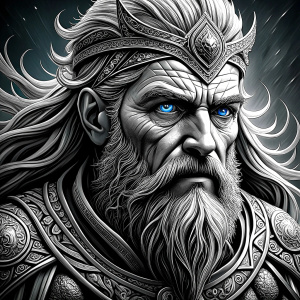 odin perfect realistic art, high-definition, high-definition grey and black, white background 