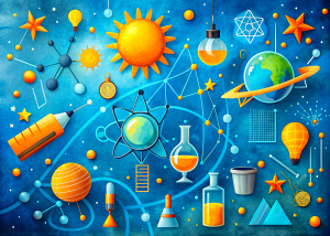 Hand drawn bright science education background