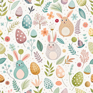 easter minimalist doodles seamless pattern tile, white ground