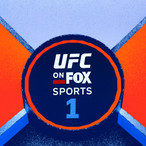 Modern logo for UFC on Fox Sports 1. Circular design with bold blue and white colors. Features 'UFC on Fox Sports 1' and the number one. Eye-catching and easy to recognize.
