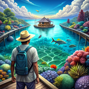 A tourist on a journey in Sipadan Island