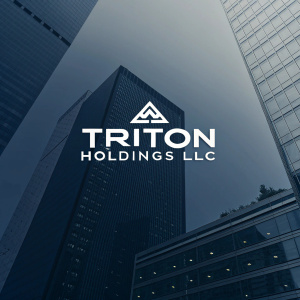 Modern logo for Triton Holdings LLC. White text on dark background. Corporate presentation