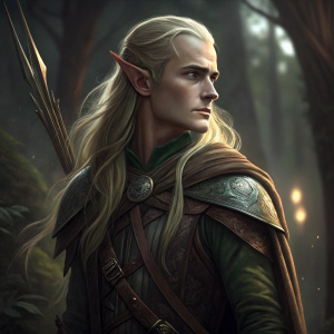 Concept art of Legolas. Dimly lit, detailed drawing. Artist: Joseph Hoang