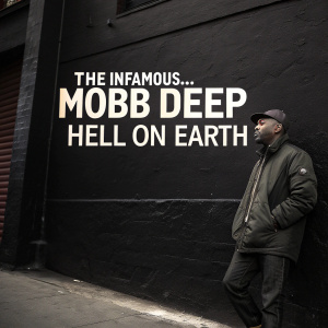 Album art for 'Hell on Earth' by Mobb Deep. Black background with white bold text 'The Infamous... Mobb Deep... Hell on Earth'