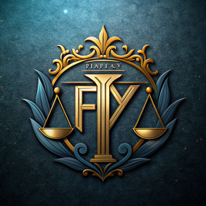 Deseo un logo de asociación de abogados con iniciales de f.p.y con sus respectivos diseños de identificación de asociación de abogados 