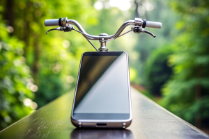 bike on top of smartphone screen