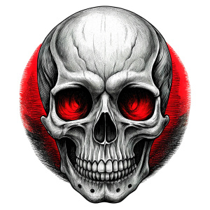 skull tattoo design - perfect realistic art - high-definition - grey and black - white background 