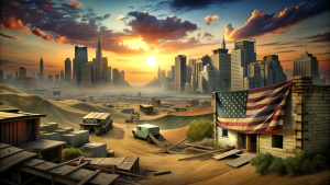 generates an animated and hyperrealistic image of the United States affected by the great depression