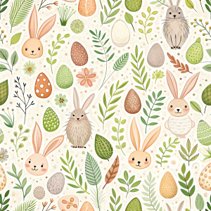 easter minimalist doodles seamless pattern tile, white ground