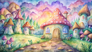 crayon kids anime ghibli  cottagecore mushroom dreamcore house