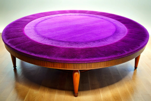 beautiful big warm Woolen purple center round table, wooden boundary,luxury