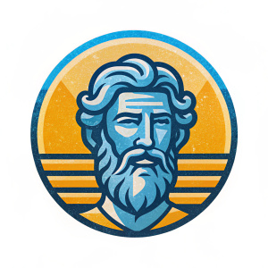 logo of Greek philosopher without beard. The style should be minimalistic and clean,





