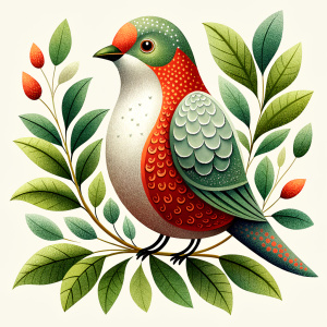 drawing of a bird decorated with floral patterns