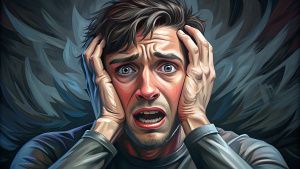 Una persona con expresión de angustia o preocupación, simbolizando la dificultad de la decisión. Hyper Realistic