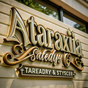 crear letras 3d estilo graffiti con el nombre exacto "Ataraxia Barber & Style" PARA UNA BARBERIA