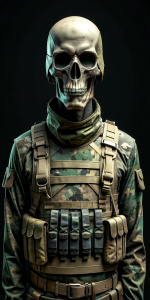 skeleton in military camouflage