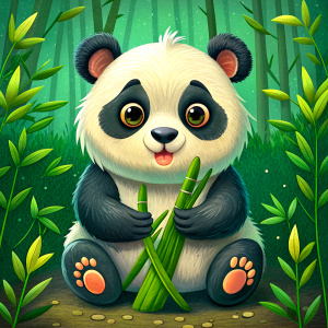 cute panda eating bamboo