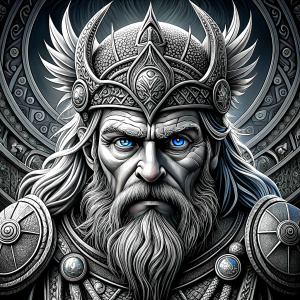 odin perfect realistic art, high-definition, high-definition grey and black, white background 