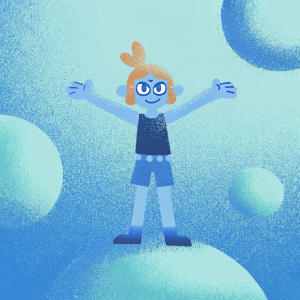 Cartoon Inkling character from Splatoon series. Orange hair, black top and shorts, standing confidently with arms outstretched. White background